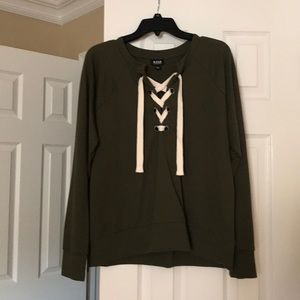 forest green lace-up sweater